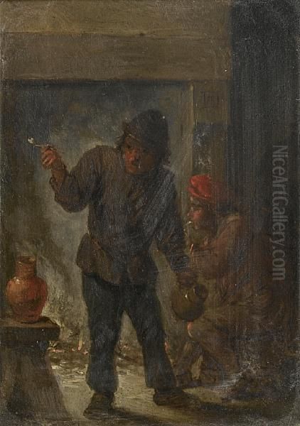 Two Topers Smoking In A Tavern Interior - view 1