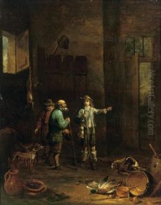 Huntsmen And Hounds In A Stable Interior by David The Younger Teniers