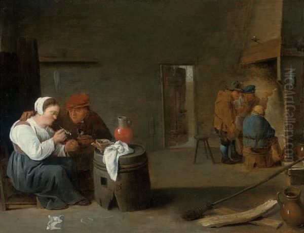 Peasants Smoking In An Interior - view 1