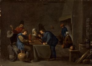 Peasants Playing Backgammon In A Tavern