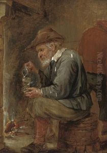 An Old Man Pouring A Glass Of Wine