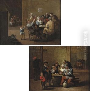 Boors Smoking, Drinking And
Singing In An Interior; And Boors Drinking And Playing Cards In An
Interior by David The Younger Teniers