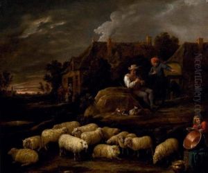 Bergers Et Troupeau Pres De La Ferme Bergers Et Troupeau Pres De La Ferme