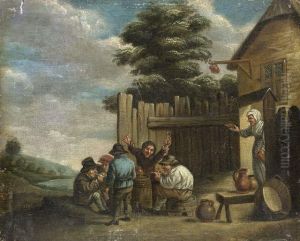 Raucher Und Trinker Vor Einem Landgasthof