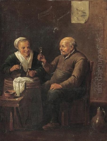 Peasants Drinking In An Interior - view 1