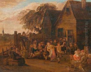 Tanzende Bauern Vor Wirtshaus. by David The Younger Teniers