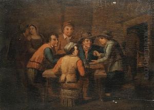 Men Playing Dice In An Interior by David The Younger Teniers