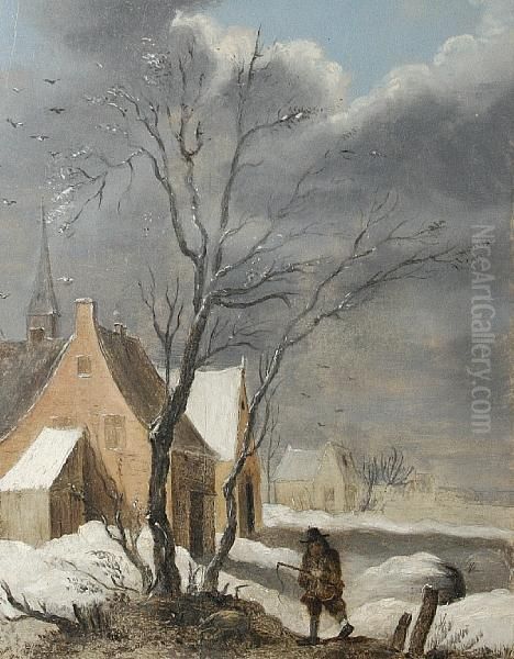 Figure In A Winter Landscape - view 1