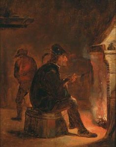 Uomo Seduto Accanto Al Fuoco