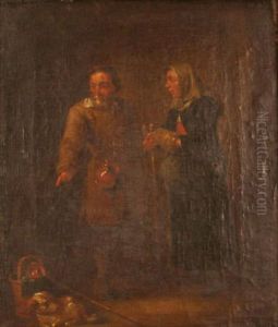 Interior Scene With An Elderly
Couple In Conversation Looking Towards A Spaniel And A Basket by David The Younger Teniers