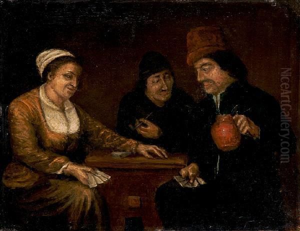 Three Peasants Playing Cards - view 1