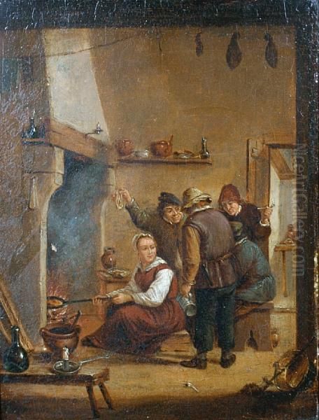Interior With Peasants Beside A Fire - view 1