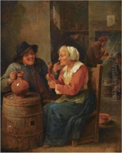 An Interior Scene With A Man And An Elderly Woman by David The Younger Teniers