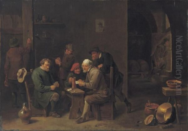 Peasants Playing Cards In An Interior - view 1