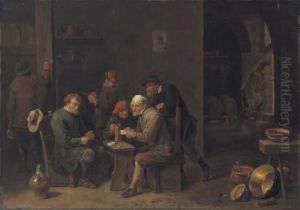 Peasants Playing Cards In An Interior by David The Younger Teniers