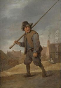 A Chimneysweep Passing Through A Village by David The Younger Teniers