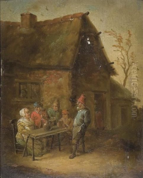 A Village Inn With Peasants Seated At A Table - view 1