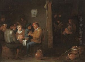 Peasants Drinking In A Tavern Interior by David The Younger Teniers