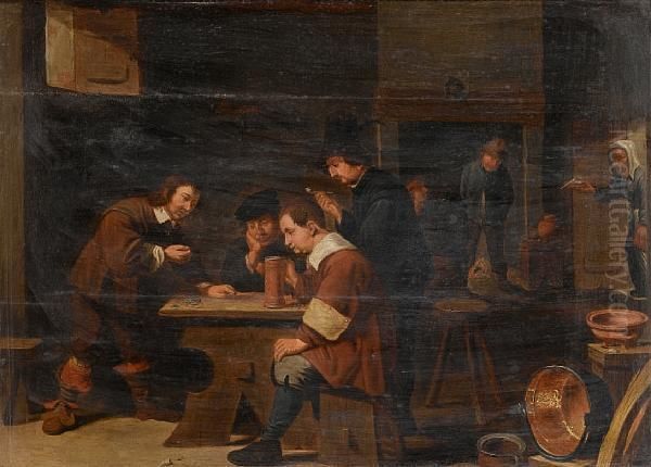 An Interior With Men Drinking And Playingdice - view 1