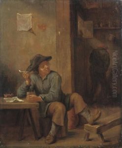 A Boor Smoking And Drinking In An Interior
