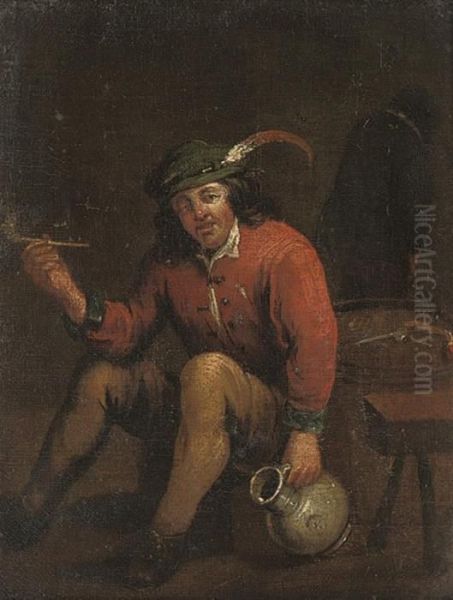 A Seated Peasant In A Tavern With A Pipe In His Right Hand, Apitcher In His Left - view 1
