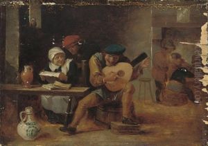 Peasants Drinking And Merrymaking In A Tavern by David The Younger Teniers
