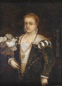 Portrait De Lavinia Avec Un Eventail De Plumes