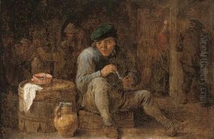 A Peasant Smoking In A Tavern Interior