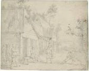 Bauern Vor Einem Wirtshaus Beim Ringewerfen by David The Younger Teniers