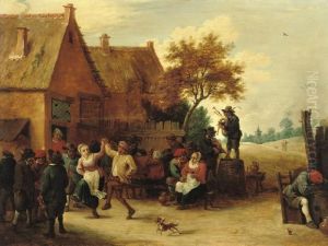 Boors Merry Making Outside An Inn by David The Younger Teniers