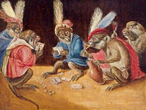 Riunione Di Scimmie Che Giocano A Carte by David The Younger Teniers