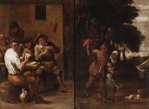 Uomo E Donna Con Can by David The Younger Teniers
