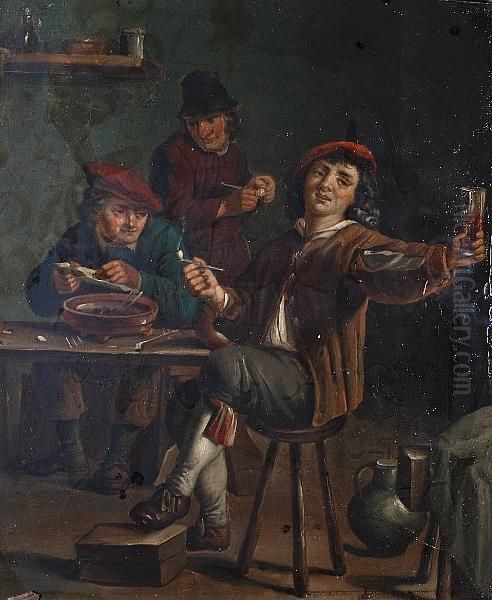 An Interior Scene With Figures At A Table In An Inn; Together With Another Similar - view 1
