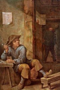 Due Contadini All""""osteria by David The Younger Teniers