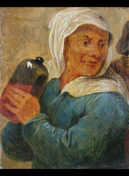 Frau Mit Glasflasche - view 1