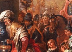 Anbetung Der Konige
 Das Bildthema Behandelt Die Anbetung Der Konige, Die Dem Jesuskind Ihre
 Gaben Darbringen. Die Heilige Familie Und Die Heiligen Drei Konige 
Befinden Sich
 Vor Einem Gebaude, Schaulustige Und Soldaten Beobachten Die Szene. Die 
D