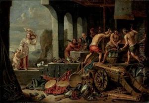 Venus And Cupid At Vulcan's Forge by David The Younger Teniers