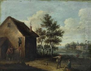 Dorflandschaft Mit Figurenstafage. Dorflandschaft Mit Figurenstafage.