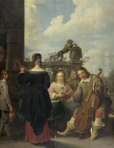 Musikspieler. by David The Younger Teniers