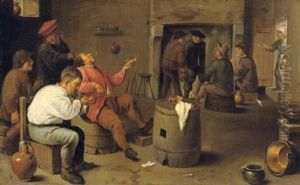 Boors Smoking And Drinking In An Interior