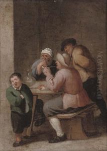 Peasants Drinking And Smoking In An Interior by David The Younger Teniers