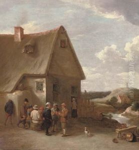 Peasants Conversing By A Cottage by David The Younger Teniers