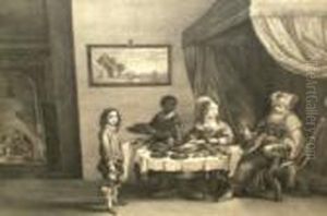 1582-1649- "le Mauvais Richie";
Published Paris Chez Beaucarlet Graveu, Rue De Tournon Pres Le
Luxembourg, Engraving, 44x57cm by David The Younger Teniers