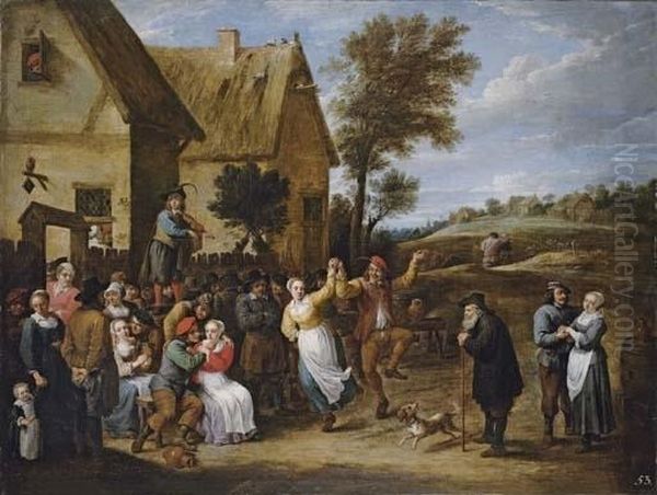 A Village Inn With Peasants Dancing And Making Merry To The Music Of A Fiddler - view 1