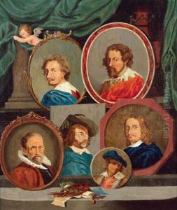 Cinque Ritratti Maschili Nello Studio Di Un Pittore by David The Younger Teniers