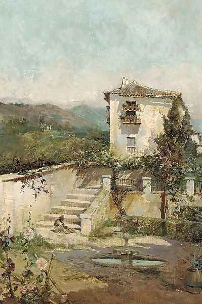 On the steps of a Spanish villa - view 1