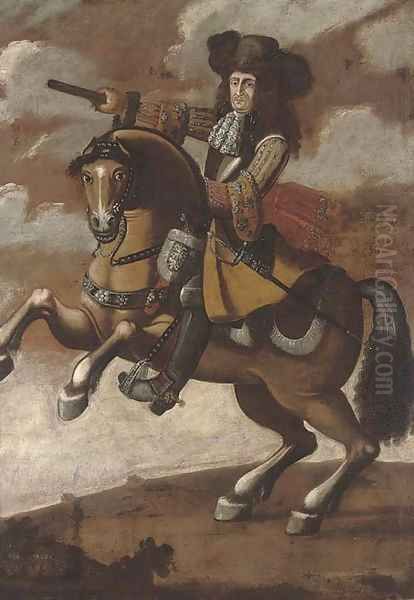 Portrait of a gentleman, full-length, on horseback, holding a baton in his right hand - view 1