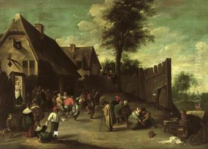 Peasants Feasting And Dancing Outside An Inn