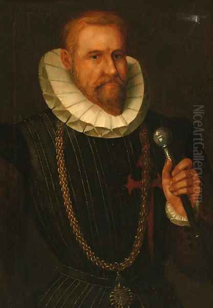 Portrait of a gentleman, half-length, in a black doublet and a ruff collar - view 1