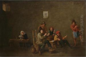 Peasants Smoking Pipes And Drinking In An Interior by David The Younger Teniers